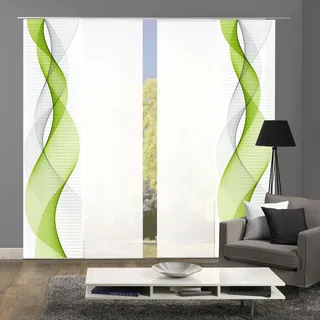 Schiebegardine HOME WOHNIDEEN "OPALIA 4ER SET" Gr. 1, grün (apfelgrün), B:60cm H:245cm, Microfaser, Polyester, Gardinen, HxB: 245x60
