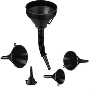 Relaxdays Trichter Set 5-teilig mit Schlauch und Sieb schwarz
