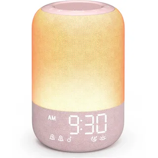 JBER Tageslichtwecker Lichtwecker Sonnenaufgang, Doppel Wecker, 7 Wecktönen | Bluetooth Lautsprecher & 25 Sanfte Klänge mit 32 Lautstärkestufen, 12 Farben Nachtlicht, Schlaf‐Timer für Kinder Erwachsene