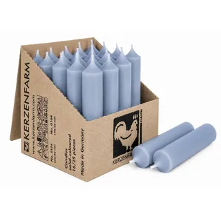 Hahn Kerzenfarm Spitzkerze Stabkerzen kurz 25 Stück, 10 cm, Ø 2,2 cm, Made in Germany blau