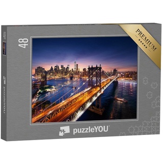 puzzleYOU Puzzle Manhatten und die Brooklyn Bridge, New York, 48 Puzzleteile, puzzleYOU-Kollektionen USA, New York