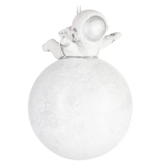 BRUBAKER Astronaut auf dem Mond Weihnachtskugel aus Glas - Handbemalt | Mundgeblasen - Mondlandung Christbaumschmuck für Weltraum Fans - Figuren Lustig Weihnachtsdeko Anhänger Grau - Baumkugel