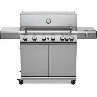 GRANDSTATE 6-Brenner Gasgrill EAGLE 652 G mit Keramik-Infrarot-Steak-Brenner, Back-Burner, Seitenkocher und Gusseisen-Grillrost, Gesamtleistung von 27,2 kW