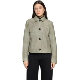 Amber & June Kunstleder-Jacke mit Kragen", in Leder-Optik, Hellgruen, 42