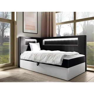 Mirjan24 Boxspringbett Gold Junior 3 100x200, Einzelbett mit Bonellfederkern, Härtegrad - H3 (Farbe: Soft 017 + Fresh 17, Seite zum Öffnen des Be... - Schwarz