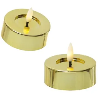 MARELIDA 2x LED Maxi Teelichter flackernd D: 6,5cm in gold glänzend | Gr.: onesize