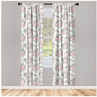 Gardine Vorhang für Wohnzimmer Schlafzimmer Dekor, Abakuhaus, Microfaser, Blumen Roses Bouquet grün 150 cm x 225 cm