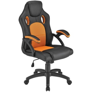 Juskys Gaming-Stuhl Montreal, Ergonomisch geformte Sitzfläche, Rückenlehne und Sitzfläche kippbar orange|schwarz