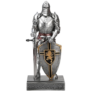 HDMbigmi King's Guard Ornament Ritter Statue für Schreibtisch, Schreibtischzubehör, Stifthalter, Stifthalter, Briefbeschwerer für Büro und Zuhause (Silber)