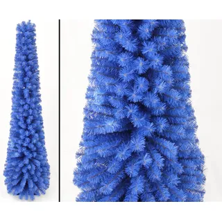 Künstliche Weihnachtsbaum Säule Kasan blau 180cm, 392 Zweigspitzen mit PVC Nadeln in B1 schwer entflammbar von kunstpflanzen-discount.com