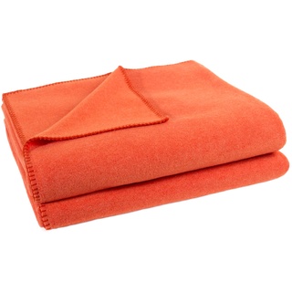 Soft-Fleece-Decke – Polarfleece-Decke mit Häkelstich – flauschige Kuscheldecke – 110x150 cm – 265 papaya – von ’zoeppritz since 1828’