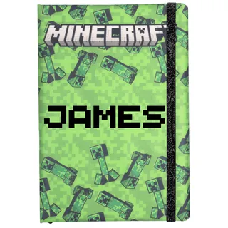 MINECRAFT - Journal Notizbuch - Personalisiertes Notizbuch für Jungen - Füge deinen Namen hinzu Notizbuch - 96 Seiten - Individuelles Geschenk - Grün