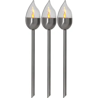 Star Trading LED Solar Fackel Olympus 3er Set silber