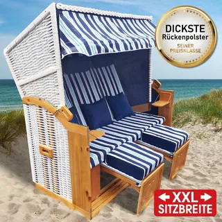 Brast XXL Strandkorb 3-Sitzer Usedom hellblau gestreift
