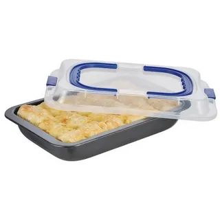 Haushalt International Kuchenblech Kuchenform Backform mit Deckel Backblech, (1-St), rechteckig, transportfähig