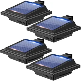 KEENZO LED Dachrinnenleuchte 4Stück 40LEDs Dachrinnen Solarleuchten Lichtsensor Wegeleuchte, LED fest integriert, Kaltweiss schwarz