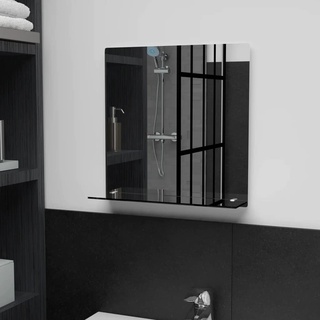 vidaXL Wandspiegel mit Regal Badezimmerspiegel Badspiegel Flurspiegel Spiegel Frisierspiegel Dekospiegel Wohnzimmer Schlafzimmer 40x40cm Hartglas