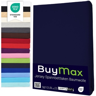 Buymax Spannbettlaken 70x140cm Doppelpack 100% Baumwolle Kinderbett Spannbetttuch Baby Bettlaken Jersey, Matratzenhöhe bis 15 cm, Farbe Marineblau