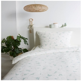 Bettwäsche »100% Bio Baumwolle Floral Muster Bettbezug Schlafzimmer«, Miovani grün 155 cm x 220 cm
