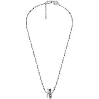 Diesel Halskette Für Männer Doppel-Anhänger, 55 Cm + 5 Cm Silber/Stahl Edelstahl Halskette, DX1168040