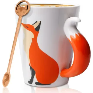 360-ml-keramikbecher – Fuchs-design – 3d – Mit Löffel – Niedlicher Becher – Geschenkidee Für Geburtstag, Schulanfang, Weihnachten Oder Hochzeitstag