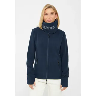 Fleecejacke BENCH. "FUNNEL", Damen, Gr. 36, blau (navy), Fleece, Obermaterial: 100% Polyester, Glanzfaden, unifarben, schmal normal, Jacken Fleecejacke, mit Glitzerstickerei