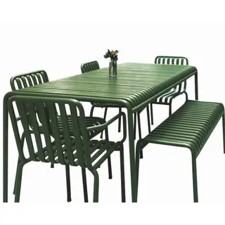 【HYZL1465-140cm】Outdoor Essgruppe Tisch und Stuhlkombination Set aus Eisen garten Tisch und Stuhlset für den Außenbereich Dunkelgrün