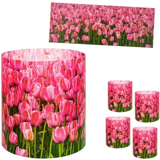 alles-meine.de GmbH 5 Stück - kleine Tischlichter Motiv frei wählbar Tulpen - Blumen & Blüten 10 cm - Licht - für Teelichter/Batterie LED Lichter & Kerzen - Windlicht - T..