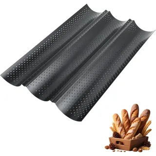 Baguette Backform, Baguetteblech Für 3 Baguettes, 38X25Cm Baguette-Blech Mit Ant