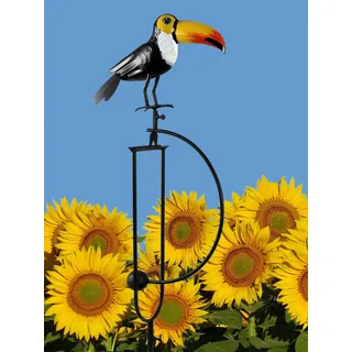 Pommerntraum ®| Windspiel Vogelwippe Metallwindspiel Vogel Vögel Tukan | Gartenpendel Gartenwippe Gartendeko Gartenkunst Gartenstecker Vögelchen Vogelmotiv Tukanfigur Vogelfigur Windornament (TUKAN)