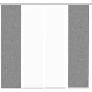 HOME WOHNIDEEN Schiebegardine PIVE 4er SET (4 St), Paneelwagen, blickdicht, Schiebevorhang Digidruck 4er Set PIVE grau