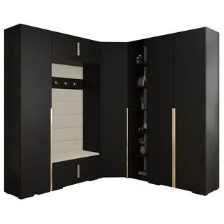 ABIKS MÖBEL Kompaktgarderobe INOVA 1 SATZ 2 Möbelset, Garderobe mit Kleiderstange und Regalen schwarz