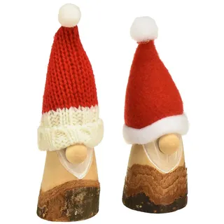 Florists Products Weihnachtsmann Deko Wichtel Holz Weihnachtsdeko Skandinavisch Rot 10-12cm 4er, 4 Stü rot