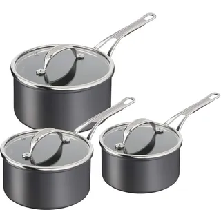 Tefal Jamie Oliver Cook's Classics Kochtopf-Set, 3-teilig, antihaftbeschichtet, 16 & 18 & 20 cm Stielkasserolle mit Deckel, ofenfest, induktionsgeeignet, genieteter Griff, harteloxiertes Aluminium,
