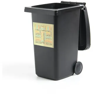 MuchoWow Wandsticker Kaffee - Zitate - Reden - Cappuccino, Espresso, Latte Macchiato (1 St), Mülleimer-aufkleber, Mülltonne, Sticker, Container, Abfalbehälter bunt