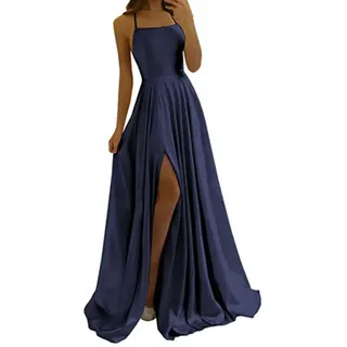 Abendkleid Damen Elegant Chiffon Brautjungfernkleider Ärmellos Neckholder Partykleid Ballkleider Spaghettiträgern Mit Schlitz Abschlusskleid Jugendweihe Prinzessin Rückenfreies