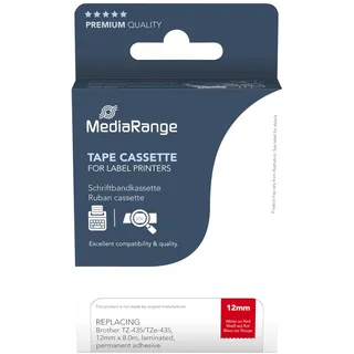 MediaRange Schriftbandkassette, weiß auf rot 8m, x 12mm, (MRBTZ435)