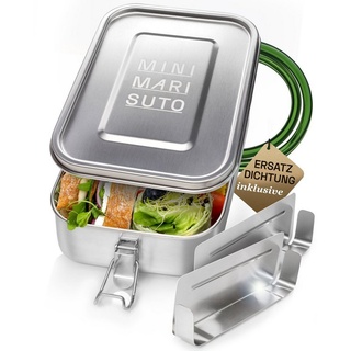 MINIMARISUTO Lunchbox Premium Edelstahl Brotdose, mit bis zu 3 flexiblen Fächern, Edelstahl, (2-tlg), auslaufsicher, kein Auslaufen von Suppen und anderen Flüssigkeiten