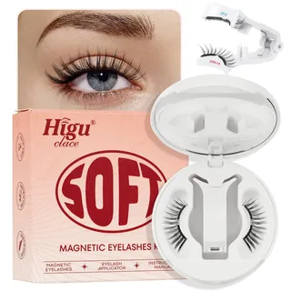 Higu clace Weiches Magnetische-Wimpern, Magnet-Wimpern Ohne Eyeliner,Magnetische Wimpern Natural Look, Stark Magnet Wimpern mit Applikator,Kein Kleber erforderlich Wimpern Magnetic (SOFT SET-D3)
