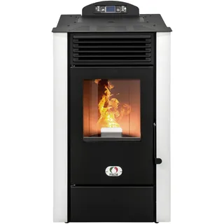 STUFE A PELLET ITALIA Alaska 10 KW | Pelletöfen mit Belüftung Effizienz 91% Heizt 85m2 Autonomie 20 Sdt. Programmierbar 5 Geschwindigkeiten und Kräfte 24M Garantie Weiß