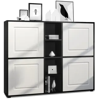 Möbelhandel Klipenstein Highboard NOAH V3, Kommode Schrank Landhaus, Korpus Schwarz matt