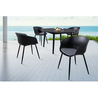 Moderner Stuhl DESIGNO schwarz Kunststoff Gartenstuhl mit Armlehnen Indoor Outdoor
