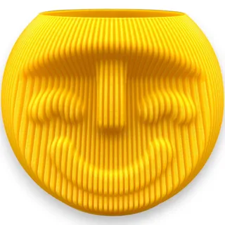 Vase Smily Face - Gold, lustige Vase mit Gesicht, rund, Blumentopf, Übertopf, Smiley, Kopf, lustig