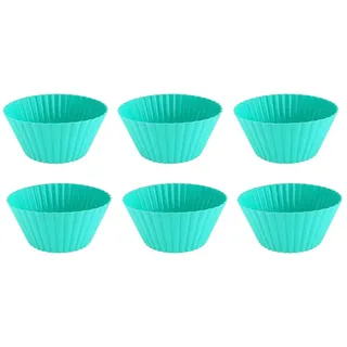 GMMH Cupcake Muffin Silikon Backform 6 Stück XXL (Türkis) 14 cm Durchmesser oben, Silikonbackform Muffins und Minikuchen, Muffin Kuchen Muffinform Kuchenform