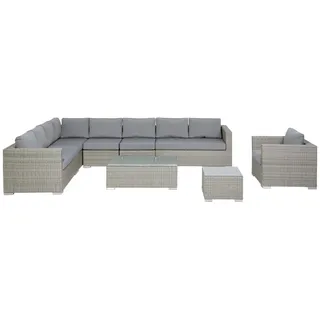 Beliani Lounge Set Rattan grau 8-Sitzer