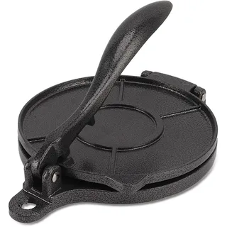 Tortilla-Presse, Tortilla-Maker, Aluminium-Tortilla-Presse, Mehl-Tortilla-Presse, Rotis-Presse, Quesadilla-Presse, Taco-Maker (20 cm Schwarz)