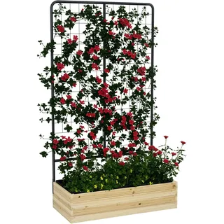 Outsunny Hochbeet mit Rankhilfe 80 x 38 x 145 cm Naturholz
