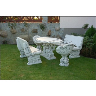 JVmoebel Skulptur Stühle Stuhl Sessel Garten Möbel Thron Stein Figur Statue Antik Stil weiß
