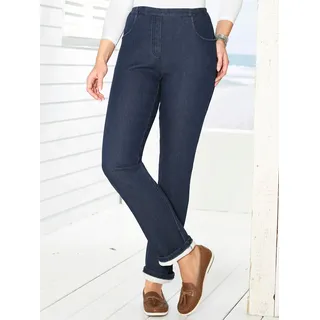 Thermojeans CLASSIC BASICS, Damen, Gr. 20, Kurzgrößen, blau (dunkelblau), 81% Baumwolle, 17% Polyester, 2% Elasthan, unifarben, lang, Jeans Thermojeans
