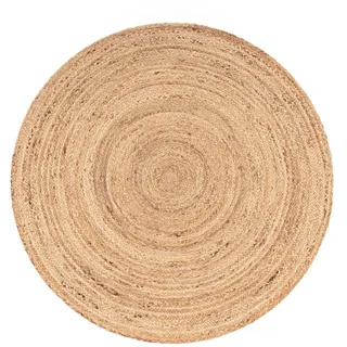 KADIMA DESIGN Baumwollteppich Boho wendbar schmutzabweisend Natur Rund 160D | 100% Jute, Rücken aus Jute | Florhöhe: 5 mm | pflegeleicht